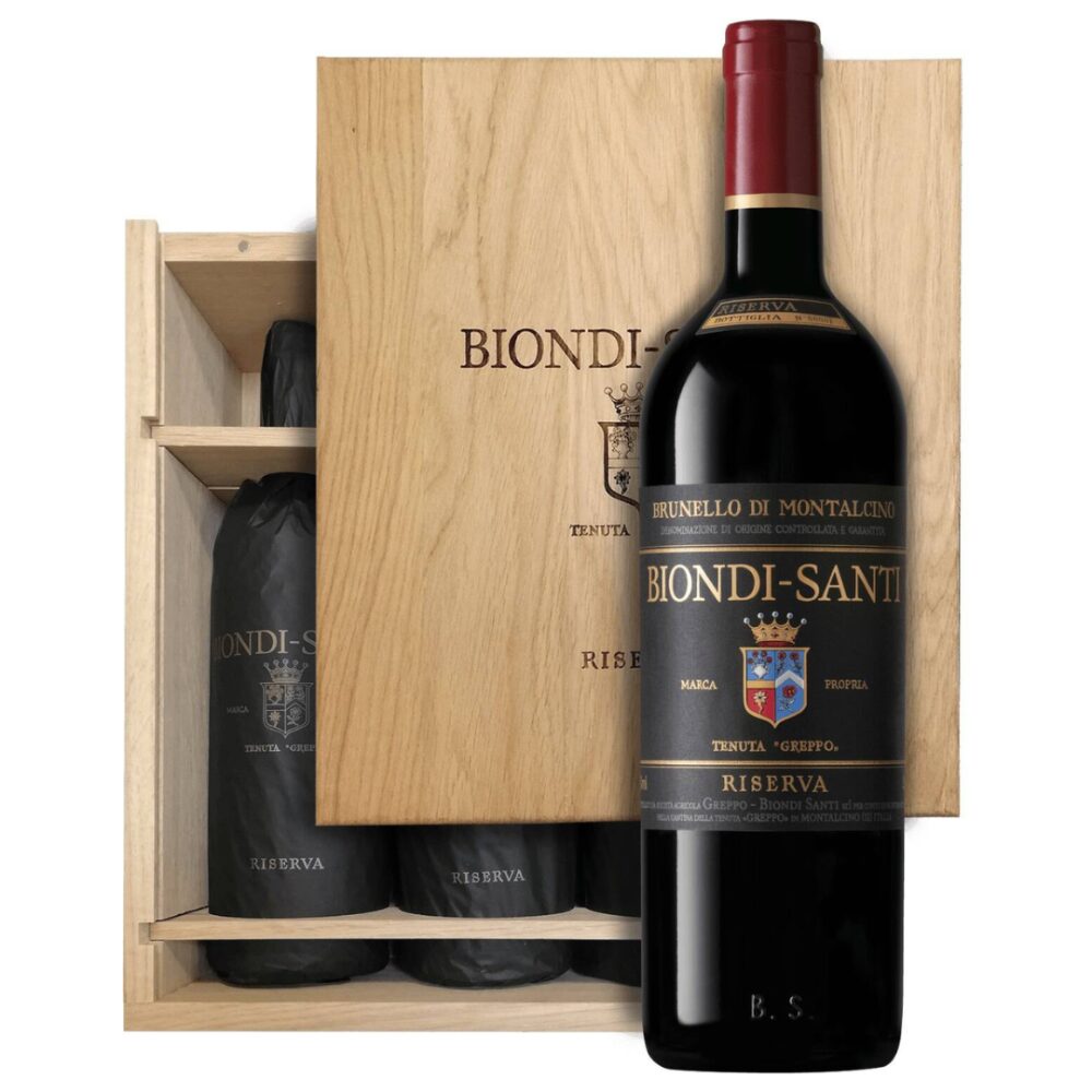 Wino Biondi Santi Brunello Di Montalcino Riserva 2013 3 Bottles Wooden Box 14% czerwone wytrawne 750 ml
